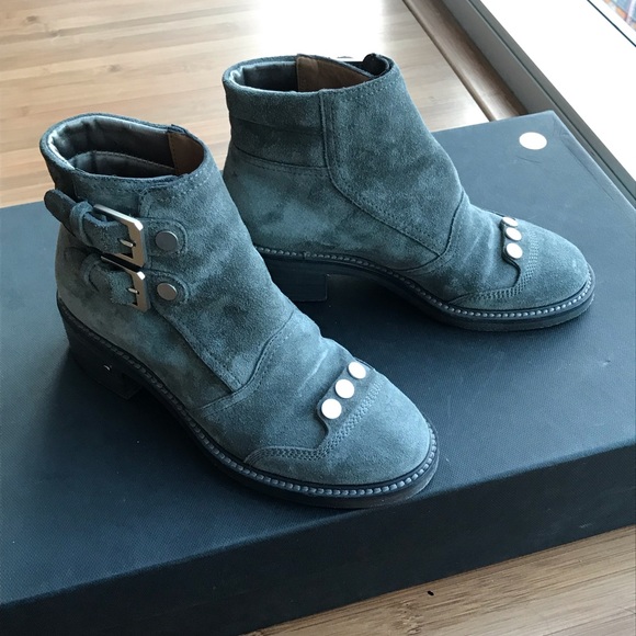 grey suede studded ankle boots
